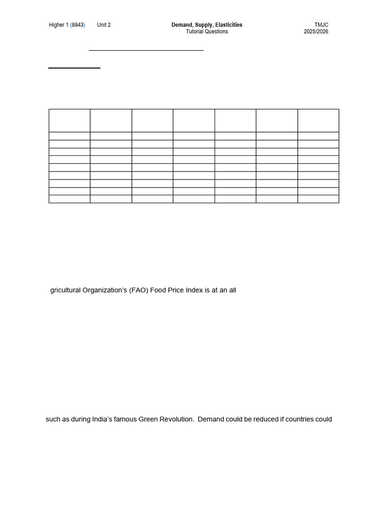 H1 Tutorial Questions Unit 2 DSE 2025 | PDF | Electric Vehicle | Demand