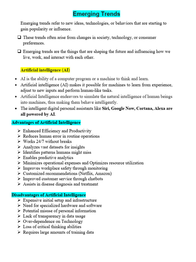 Emerging Trends in AI and Machine Learning | PDF | Artificial ...