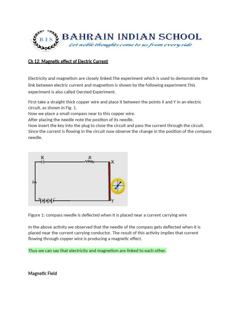Magnetic Effects of Electric Current | PDF | Magnetic Field | Magnetism