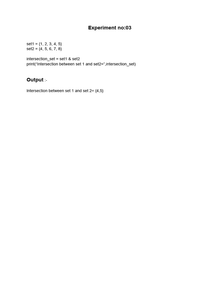 Set Intersection in Python Example | PDF