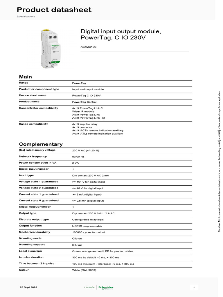 PowerTag C IO 230V Module Overview | PDF | Mains Electricity ...