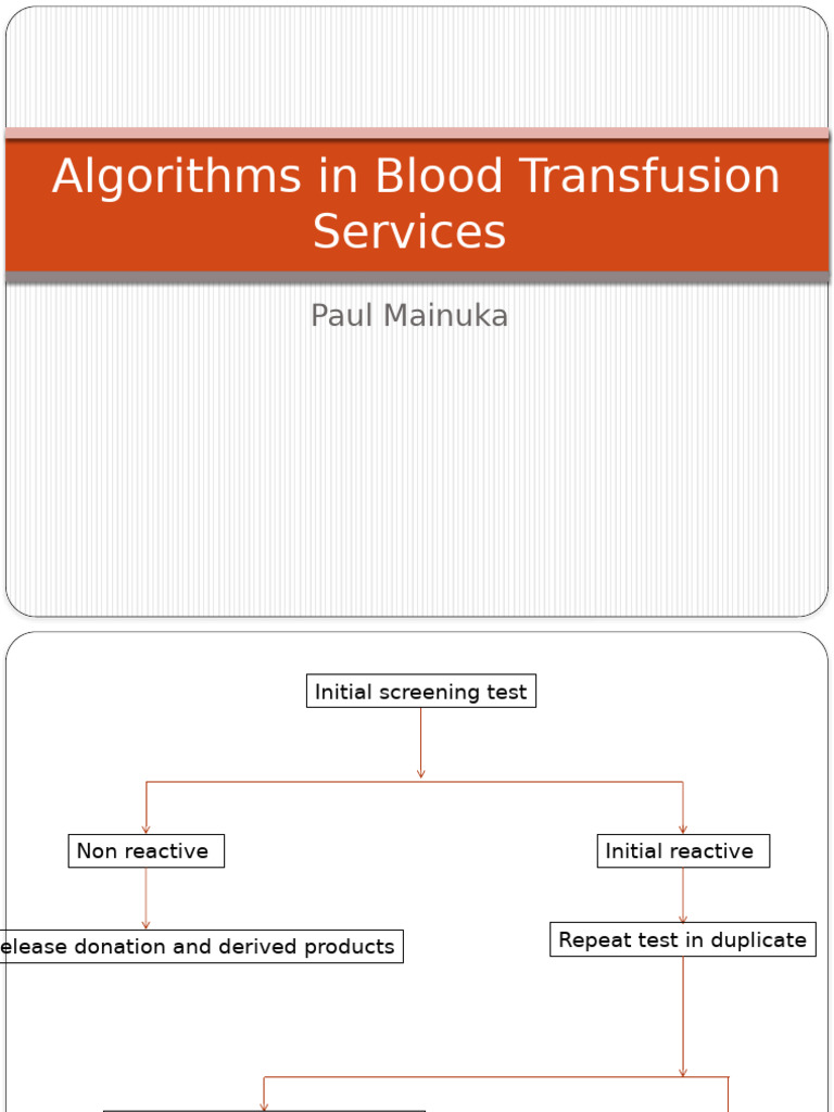 Algorithms in Blood Transfusion Services | PDF