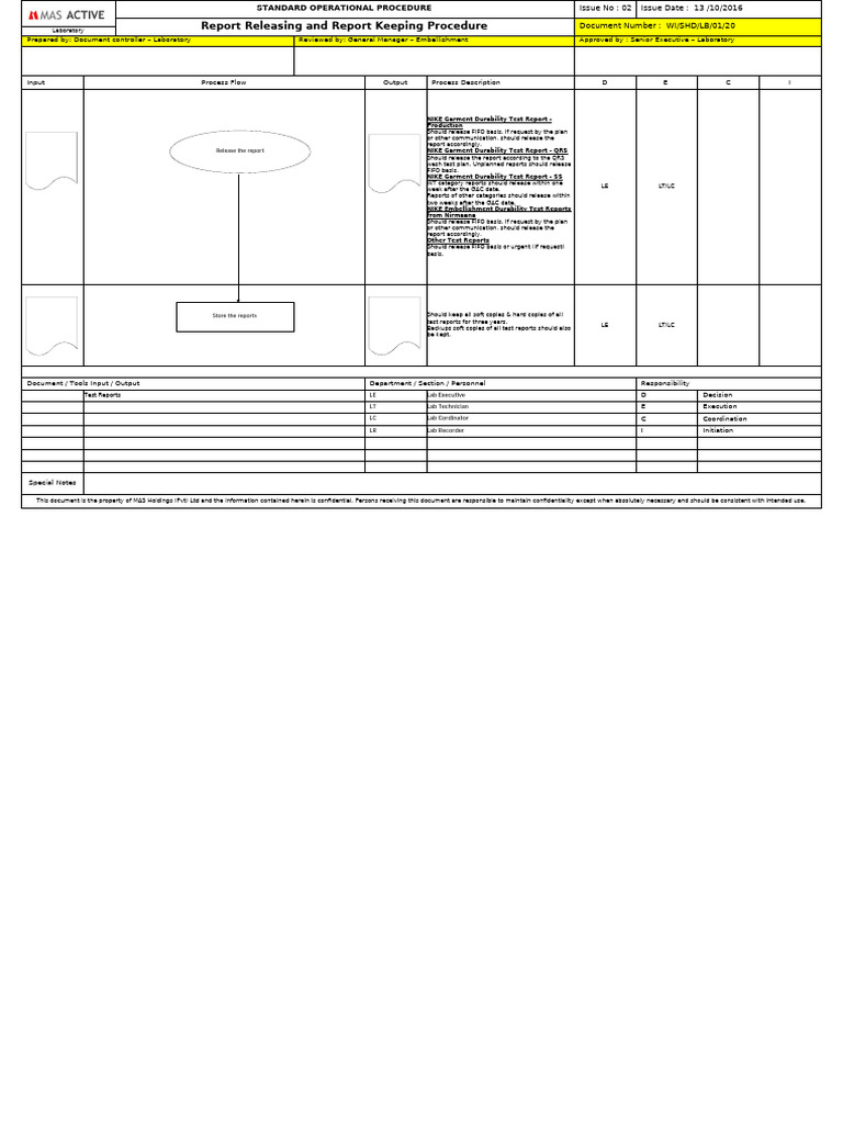 Report Releasing and Report Keeping Procedure | PDF