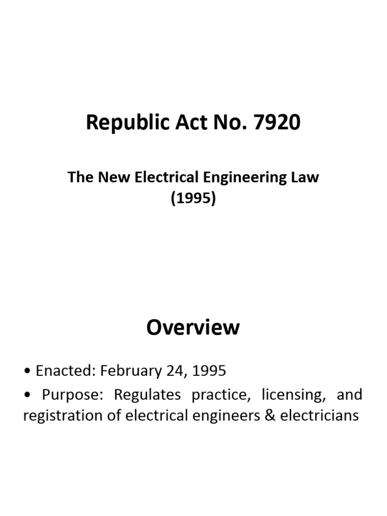 RA 7920 Presentation | PDF | Electrician | Engineer