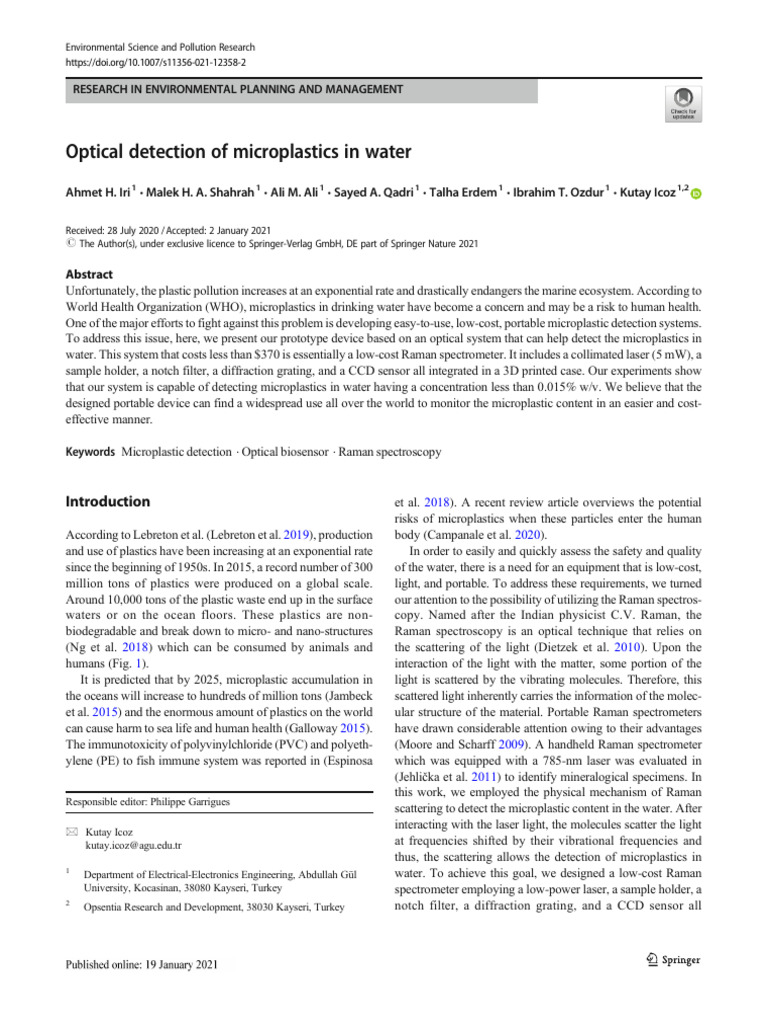 Low-Cost Microplastic Detection Device | PDF | Raman Spectroscopy ...