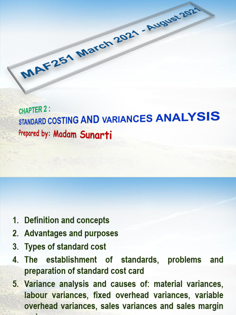 Standard Costing and Variance Analysis Guide | PDF | Cost Accounting | Cost