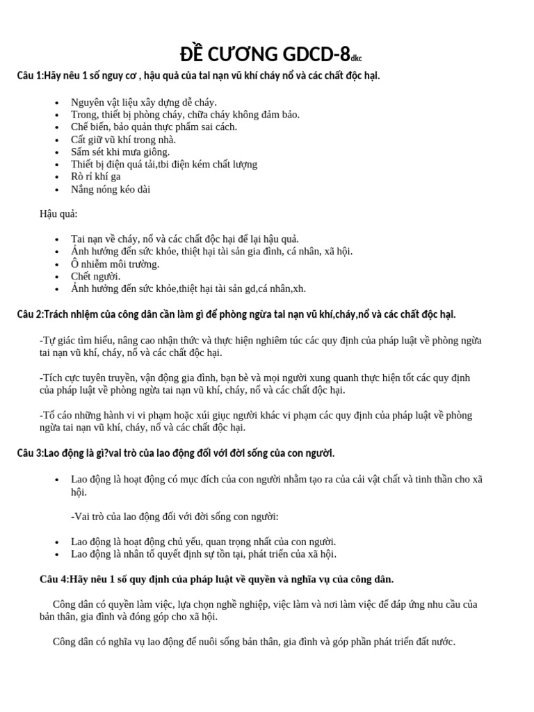 ĐỀ CƯƠNG GDCD | PDF