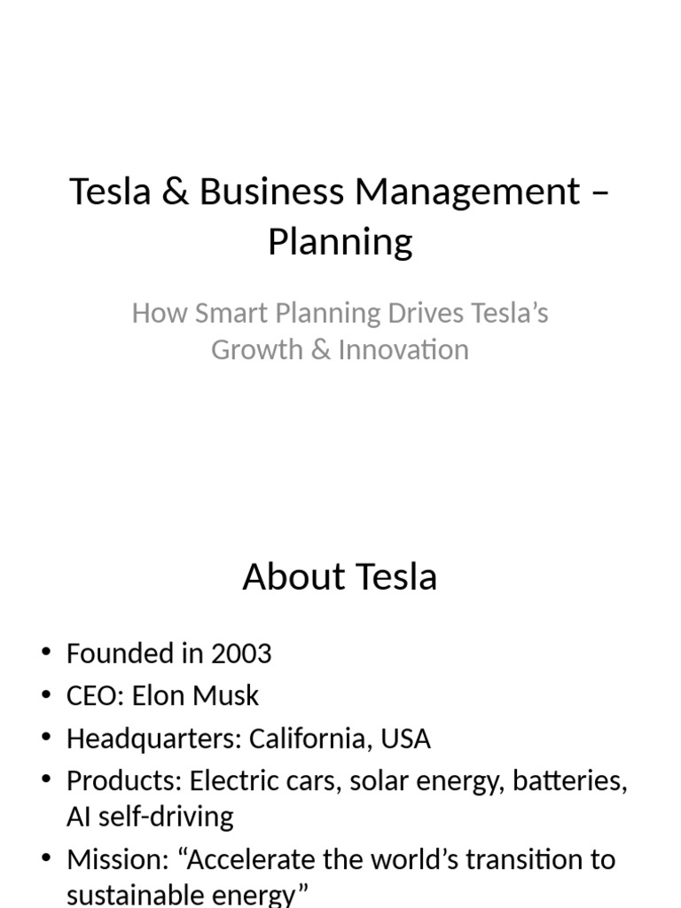 Tesla's Strategic Business Planning Insights | PDF | Electric Vehicle