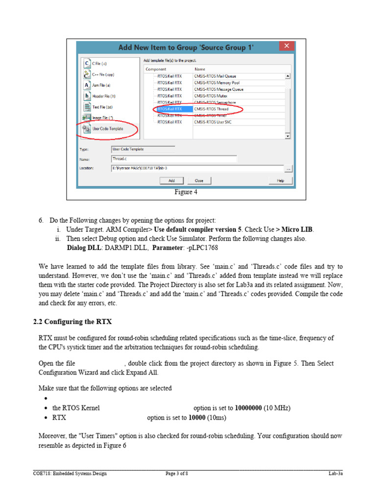 COE718 Lab 3a: RTX Configuration Guide | PDF