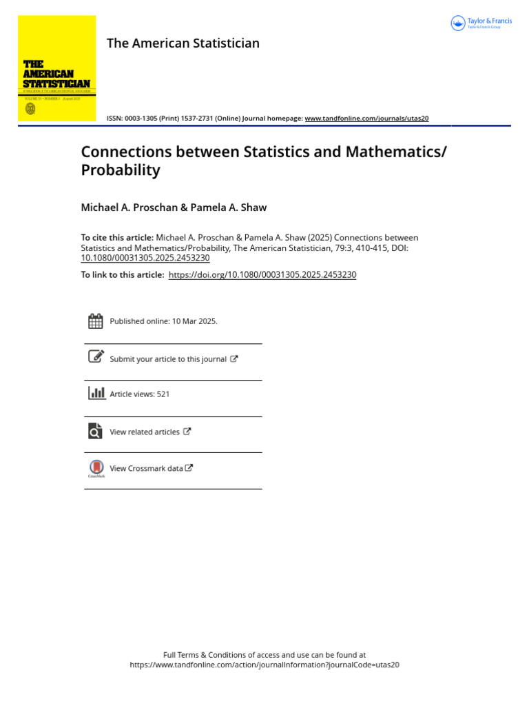 Statistics and Mathematics Connections | PDF | Probability Distribution ...