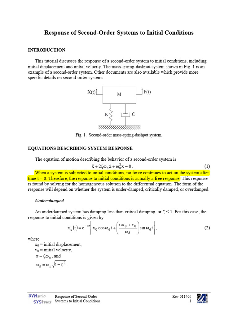 Second-Order System Response Analysis | PDF | Differential Equations ...