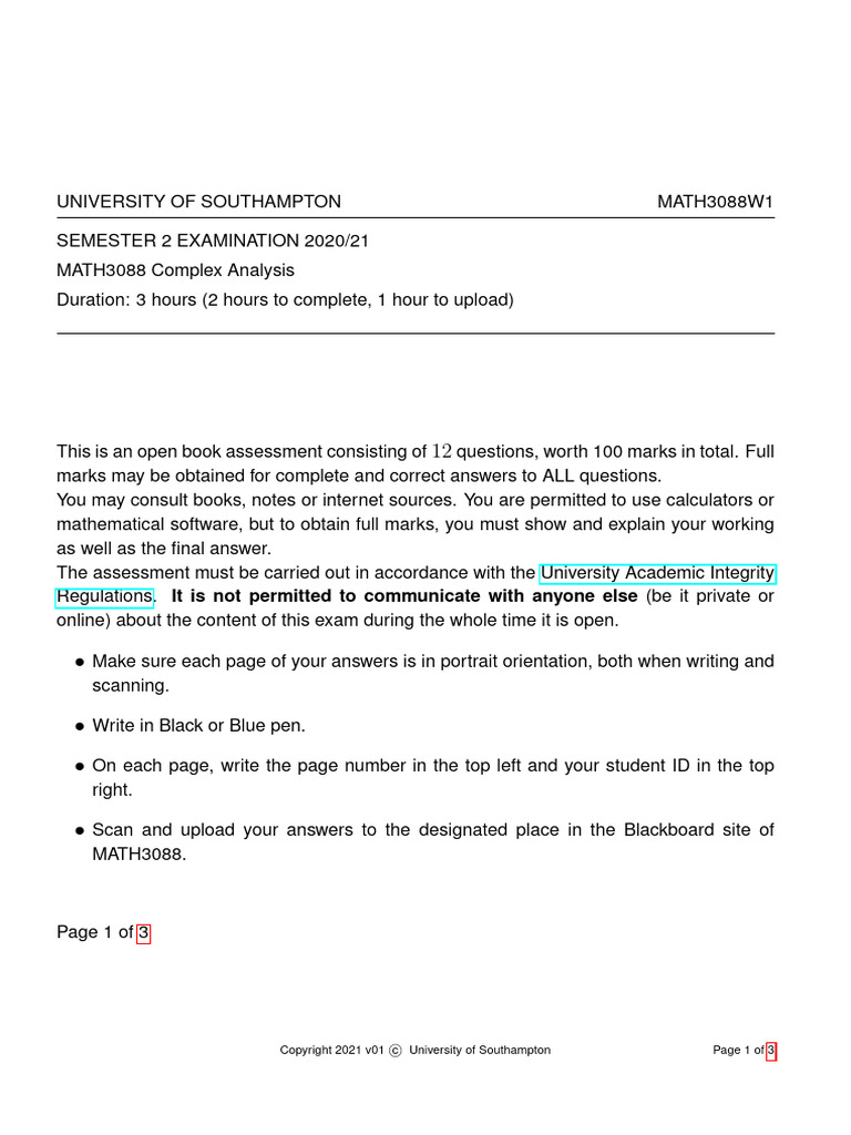 Math3088 202021 02 Math3088w1 | PDF | Function (Mathematics) | Calculus