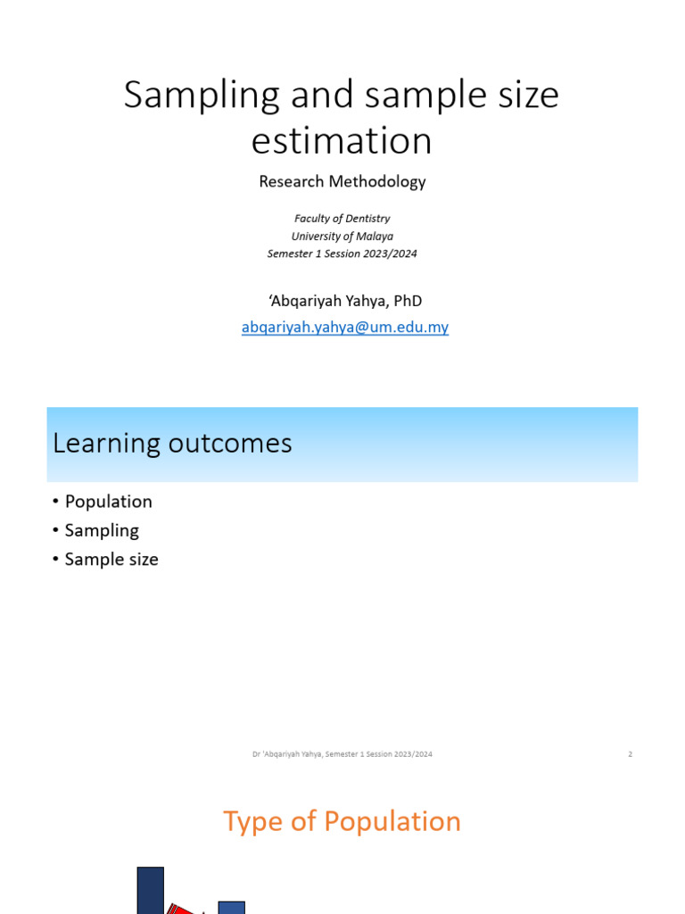 Sampling and Sample Size Estimation Guide | PDF | Sampling (Statistics ...