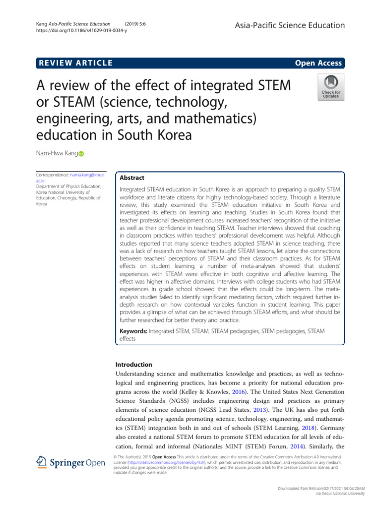 A Review of The Effect of Integrated STEM or STEAM (Science, Technology ...