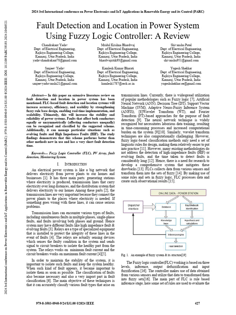 Fuzzy Logic for Power System Fault Detection | PDF | Fuzzy Logic ...