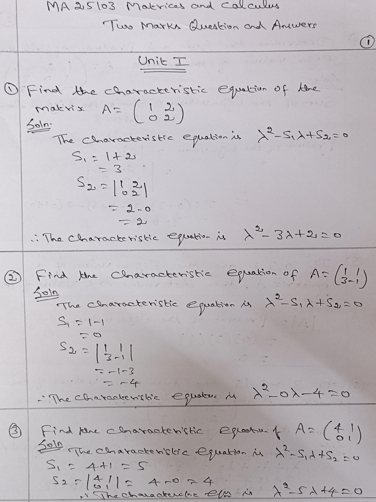 Matrices in Sem 1 of Engineering | PDF