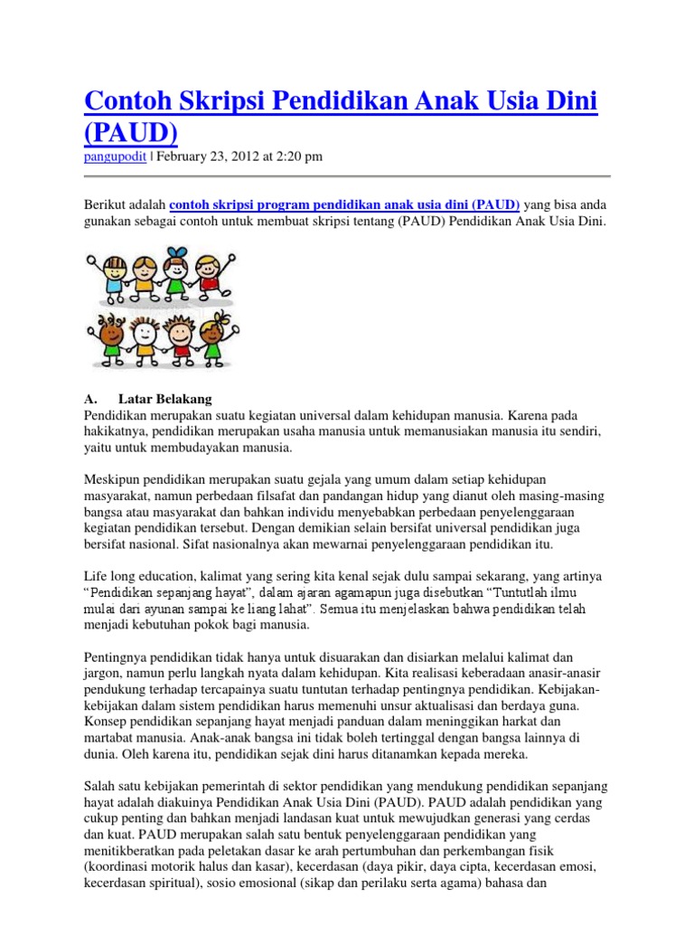 Contoh Skripsi Pendidikan Anak Usia Dini PDF Contoh Skripsi Pendidikan Anak Usia Dini PDF