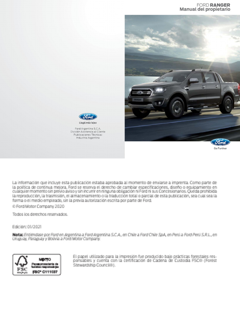 Manual del Propietario Ford Ranger | PDF | Airbag | Privacidad en internet