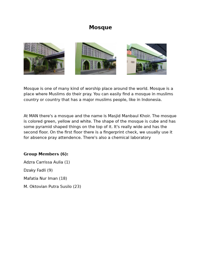 Mosque 6 X IKM 1 | PDF