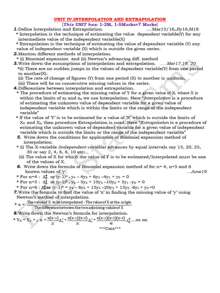 Interpolation and Extrapolation Methods | PDF | Interpolation ...