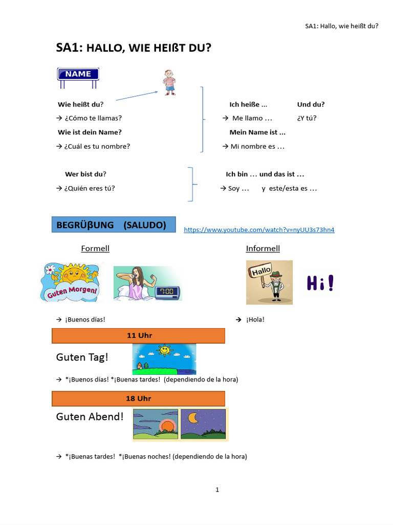 SA1 - Hallo, Wie Heißt Du | PDF