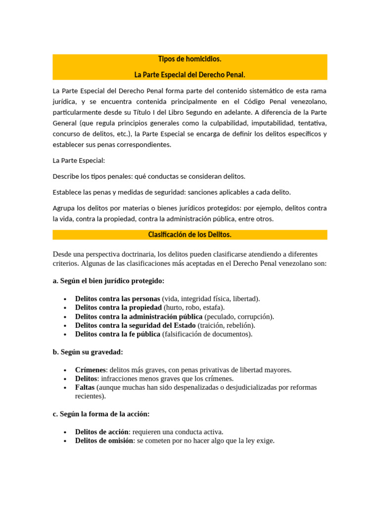 Clasificación de Homicidios en Derecho Penal | PDF | Homicidio ...