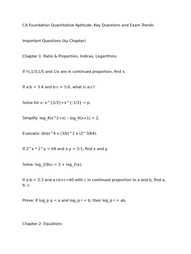 CA Foundation Quantitative Aptitude Guide | PDF | Statistics | Median