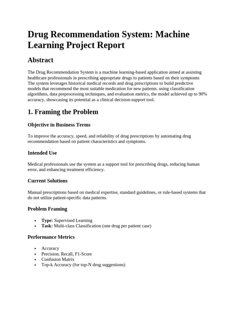 Machine Learning Drug Recommendation System | PDF | Accuracy And ...