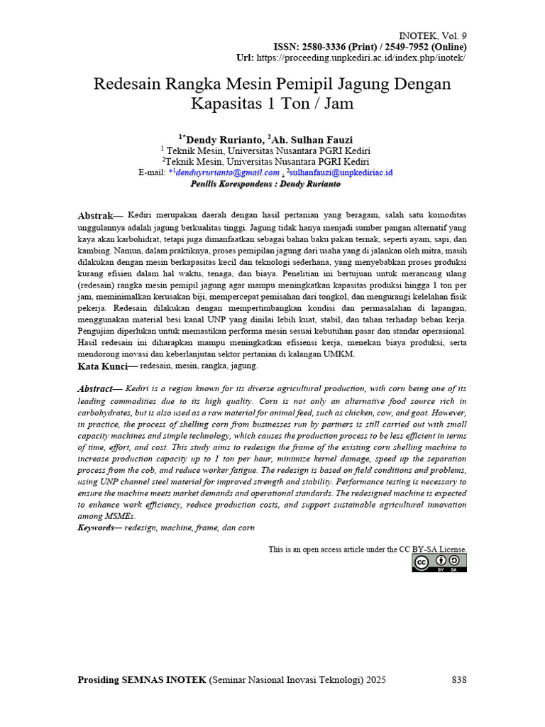 Redesain Mesin Pemipil Jagung 1 Ton/Jam | PDF