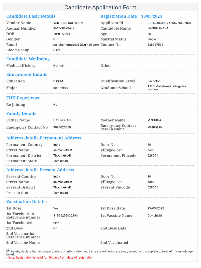 Candidate Application Form | PDF