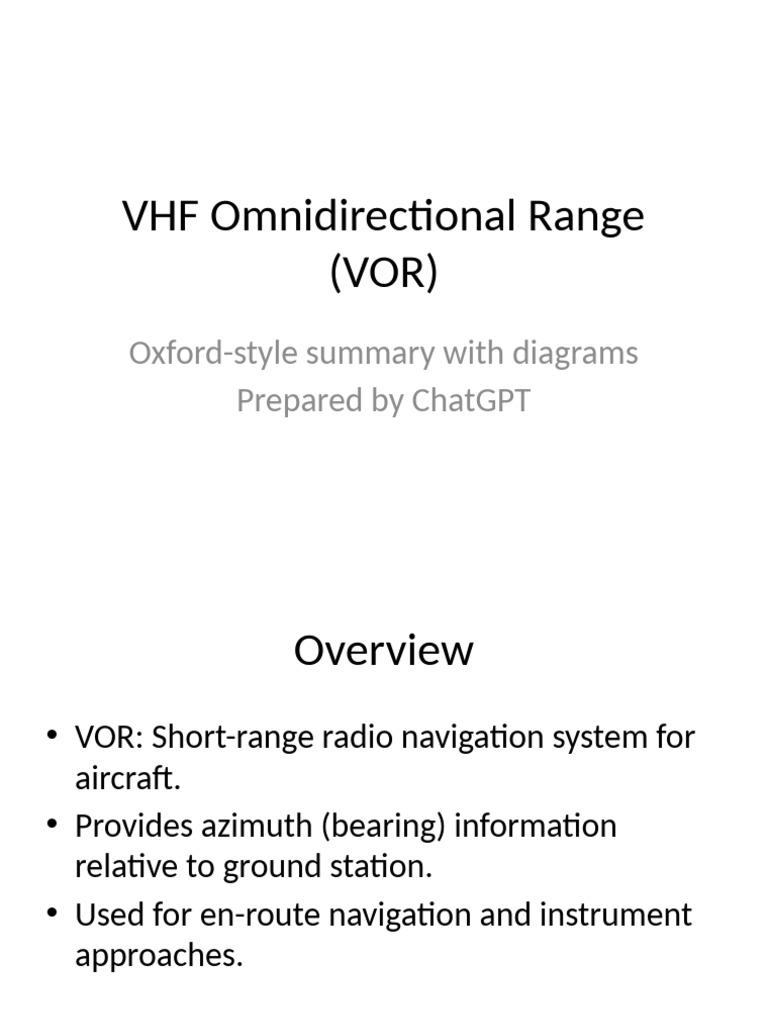 VHF Omnidirectional Range (VOR) Guide | PDF | Telecommunications ...