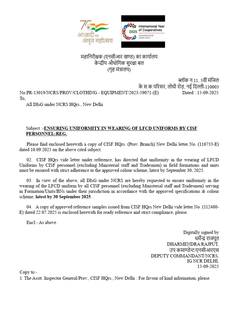 LFCD Uniform Compliance Directive | PDF | National Security | Government
