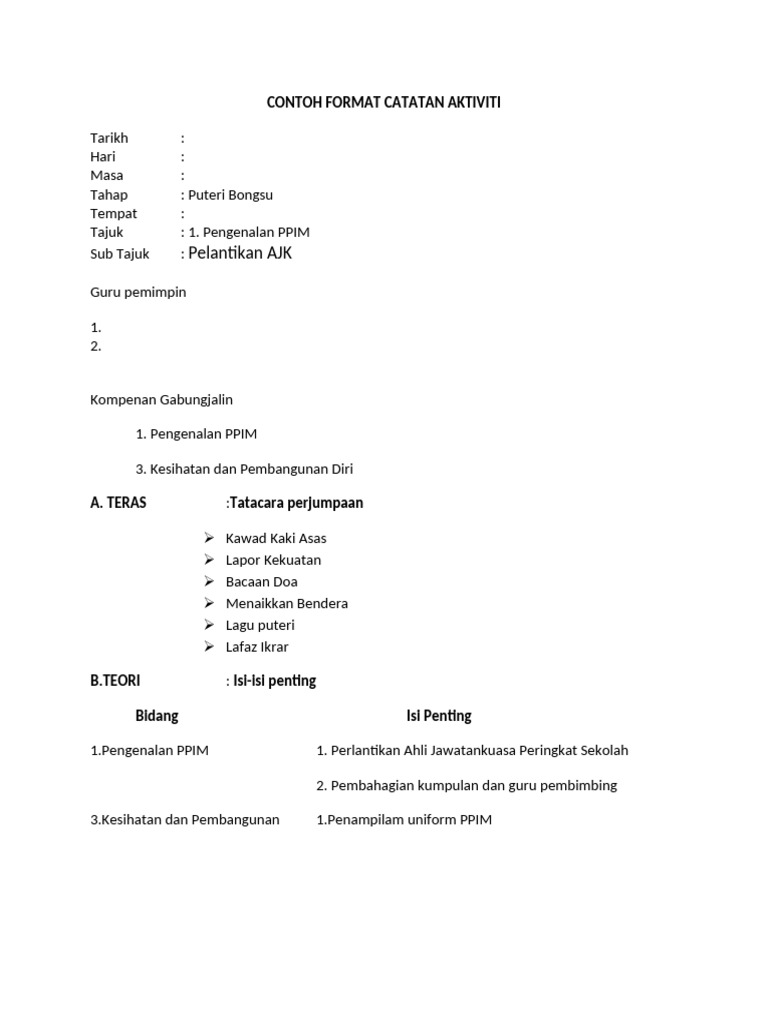 Contoh Format Catatan Aktivit1 | PDF