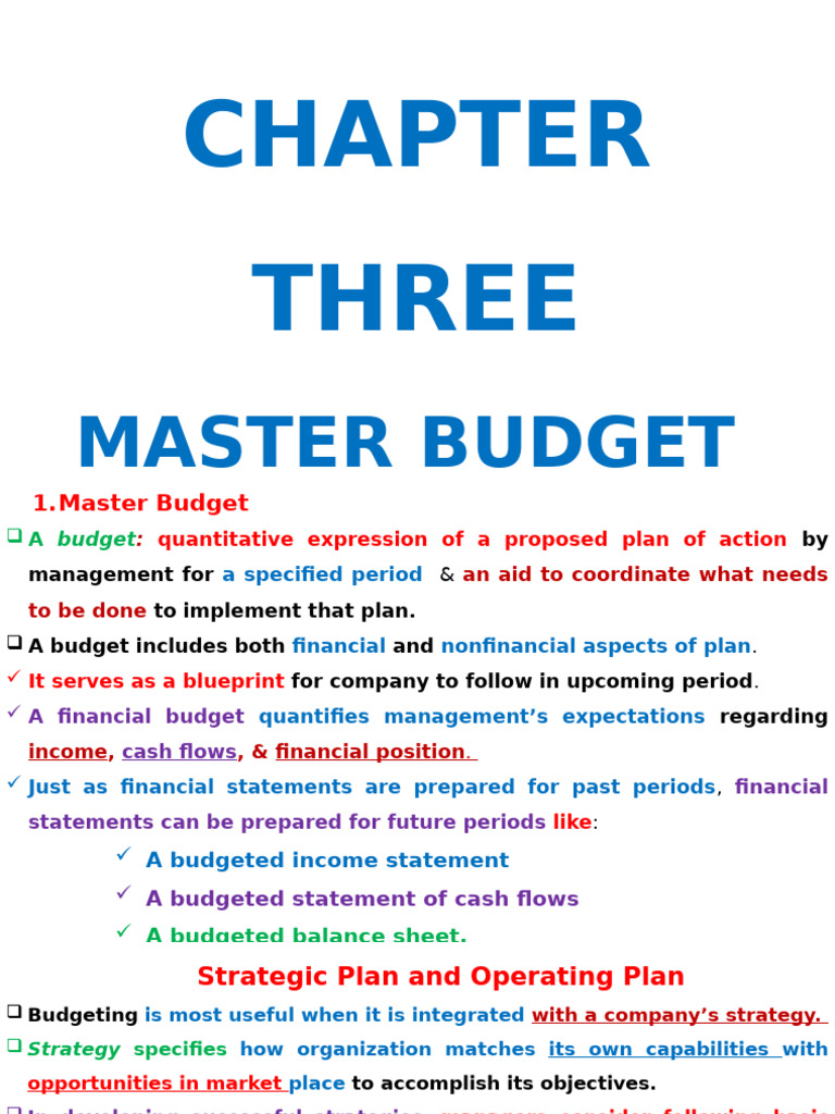 Master Budget Overview and Components | PDF | Expense | Budget