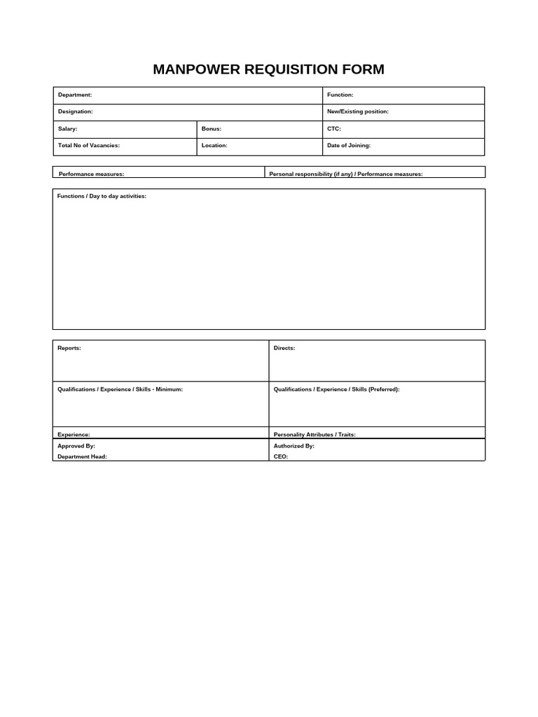 Manpower Requisition Form Template | PDF