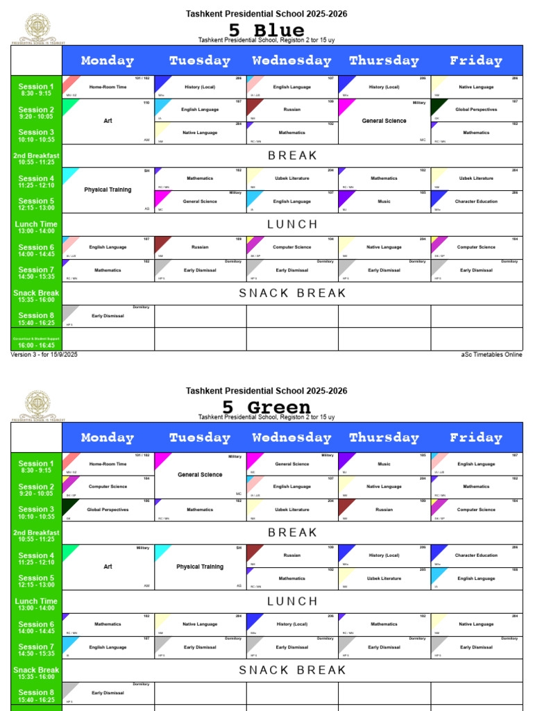 Tashkent Presidential School Schedule 2025-2026 | PDF | Inquiry ...
