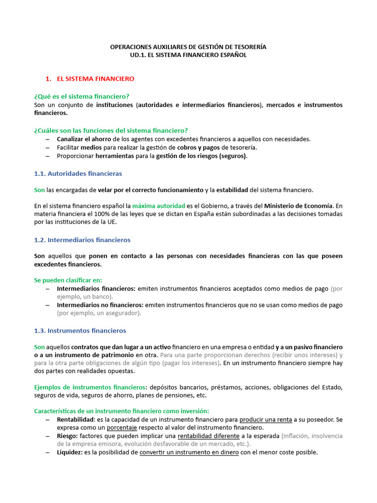 Sistema Financiero Español: Estructura y Funciones | PDF | Bancos ...