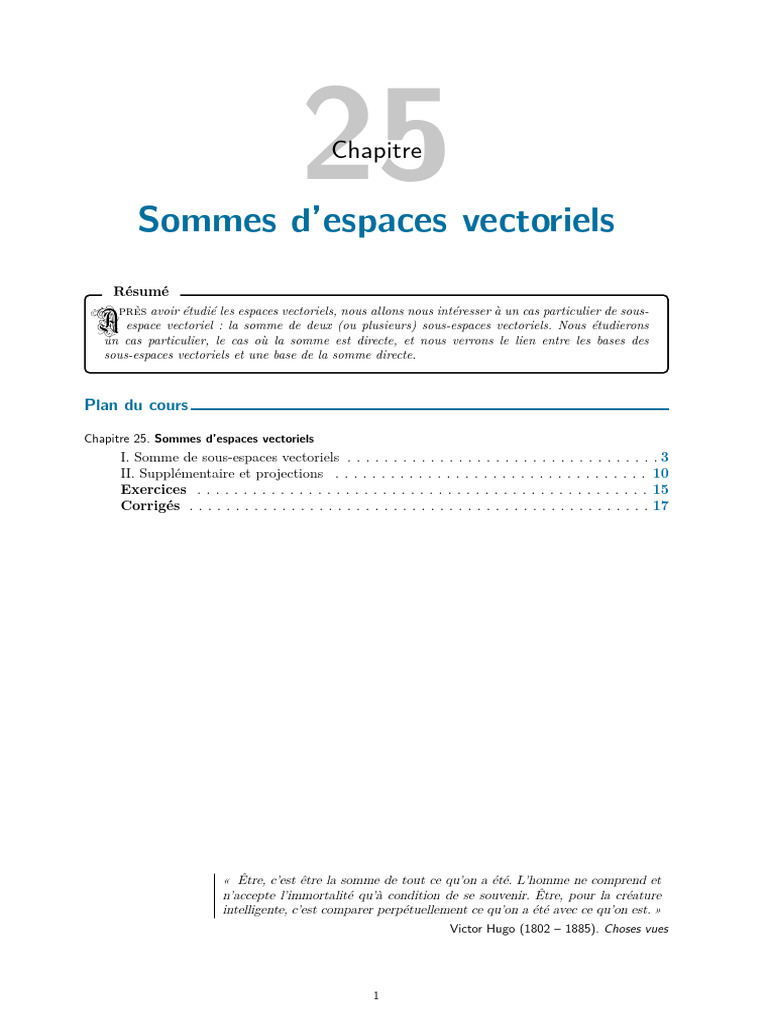 Sommes d'espaces vectoriels expliquées | PDF | Analyse mathématique ...