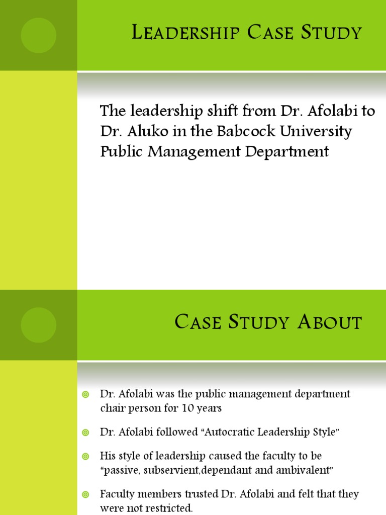case study for leadership and management