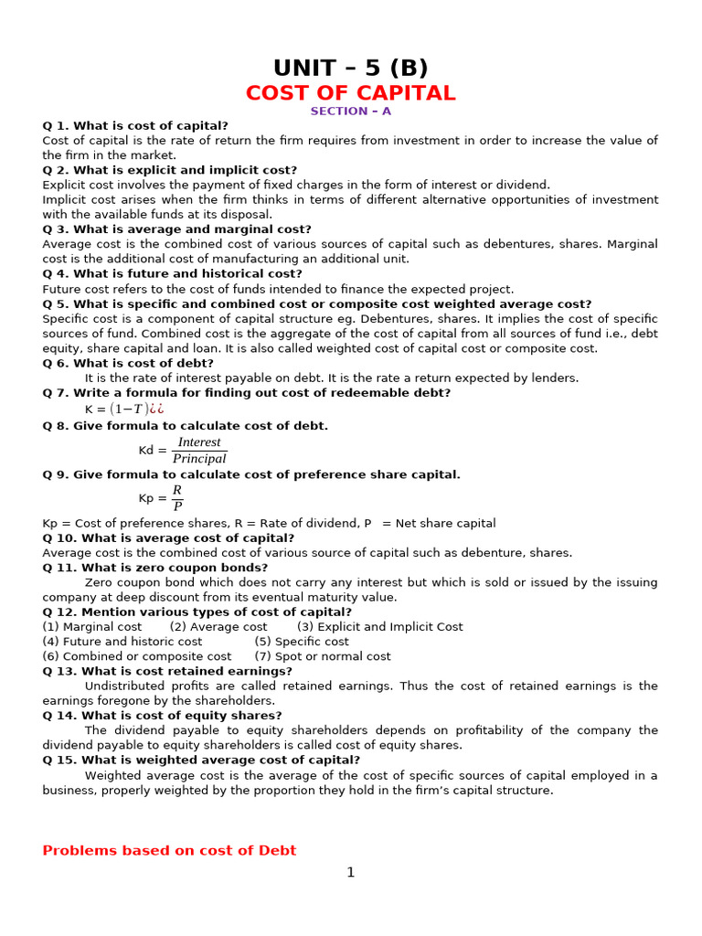 Cost of Capital Rectified | PDF | Cost Of Capital | Net Present Value