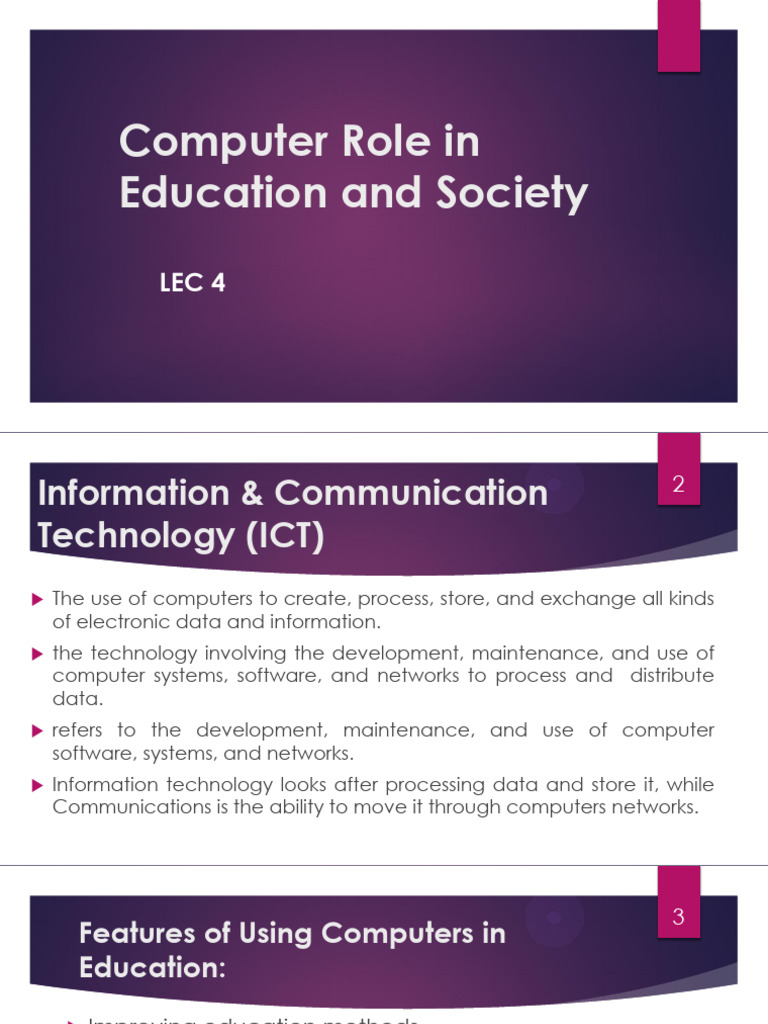 Computer Role in Education and Society42 (1) | PDF | Banks | Information