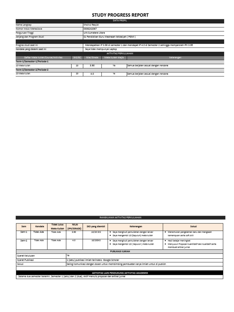 Study Progress Report | PDF