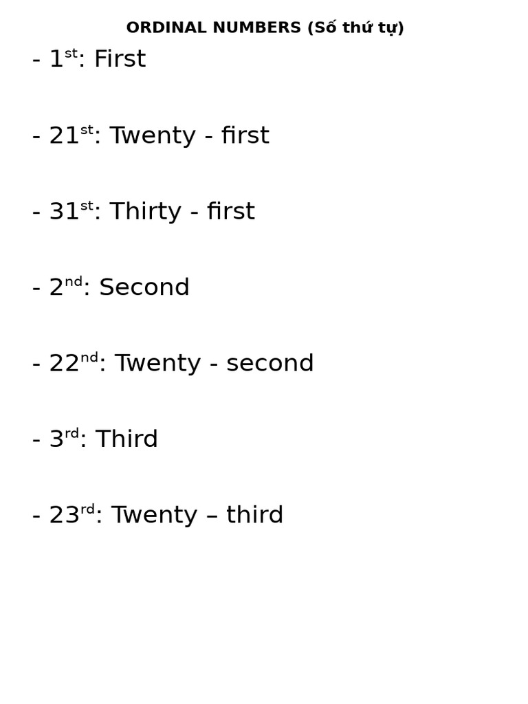 Ordinal Numbers | PDF
