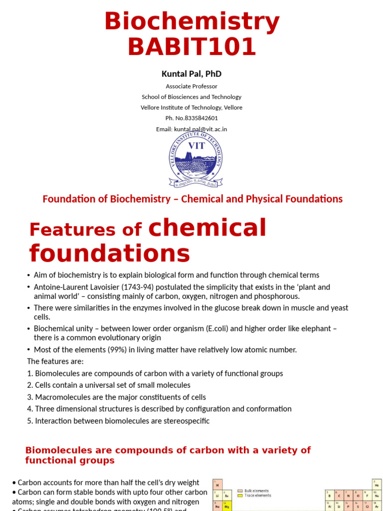 Foundations of Biochemistry Explained | PDF | Chemical Reactions ...