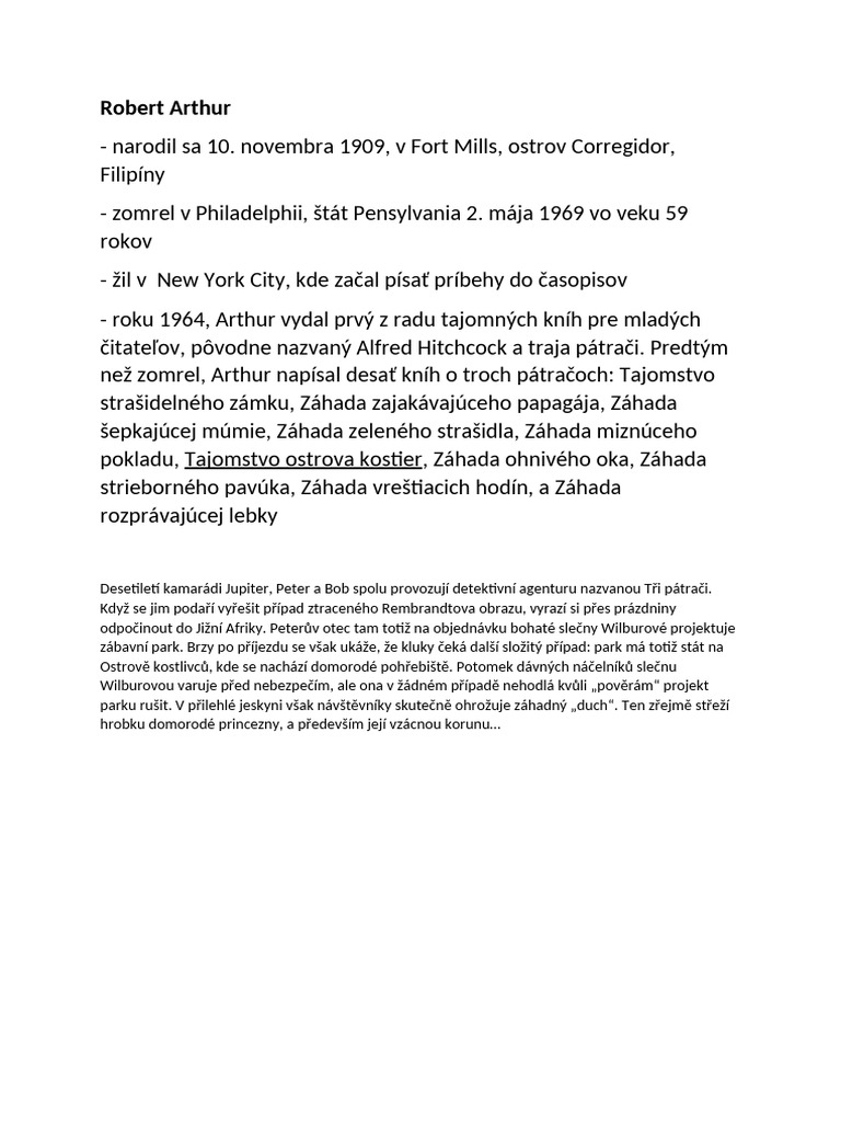 Robert Arthur | PDF