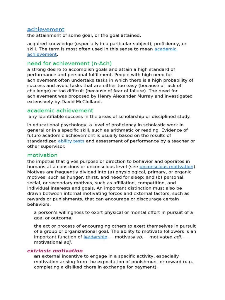 Understanding Achievement Motivation | PDF | Motivational | Motivation