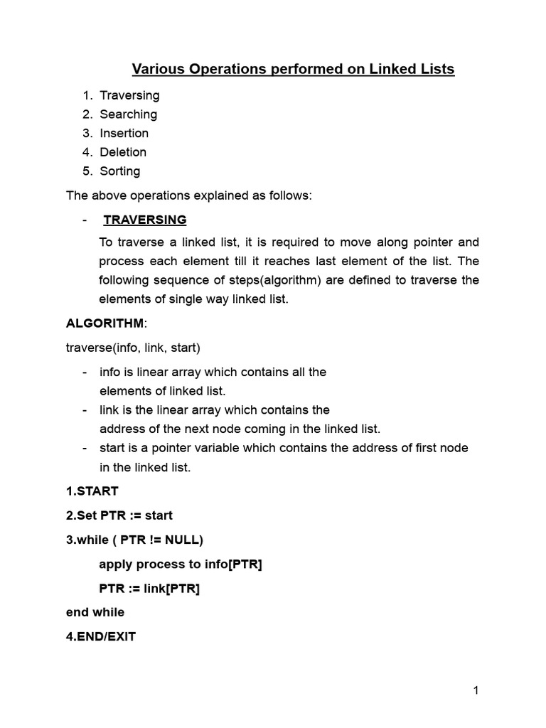 Operations on Linked List | PDF | Pointer (Computer Programming ...