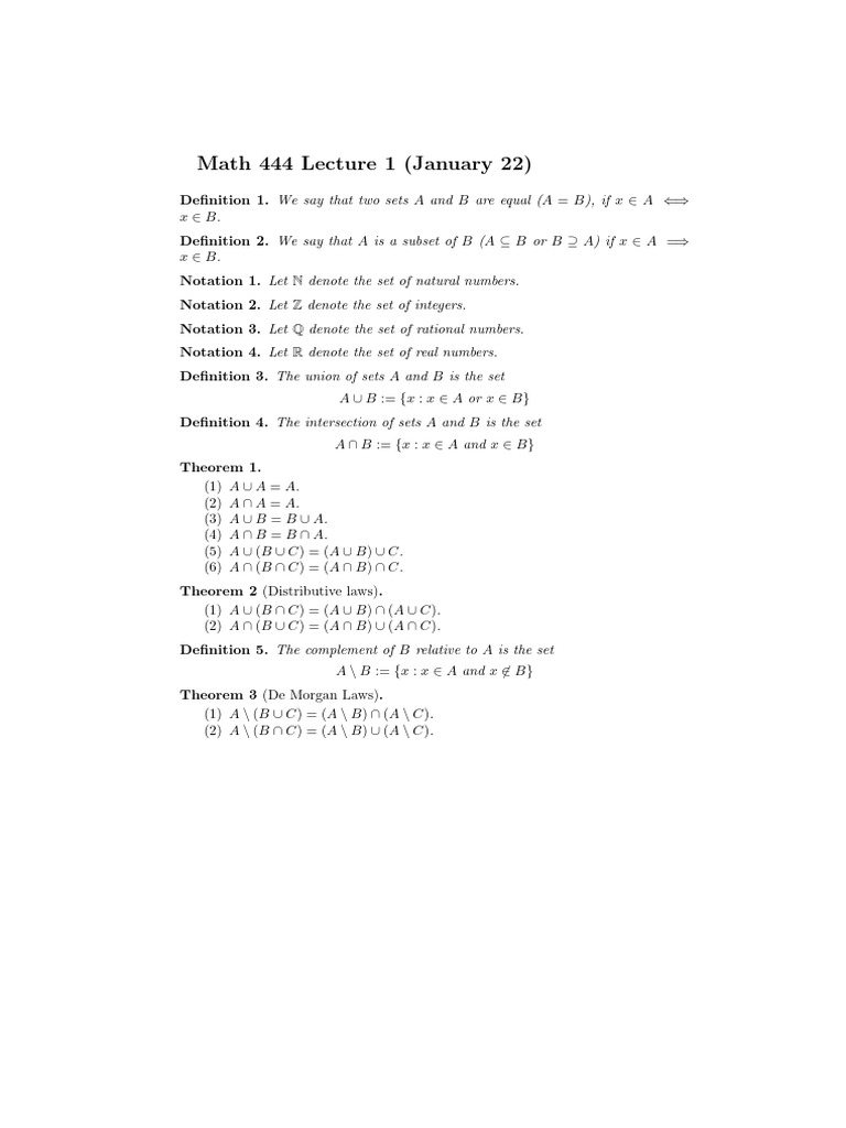 Math 444 Lecture 1 | PDF