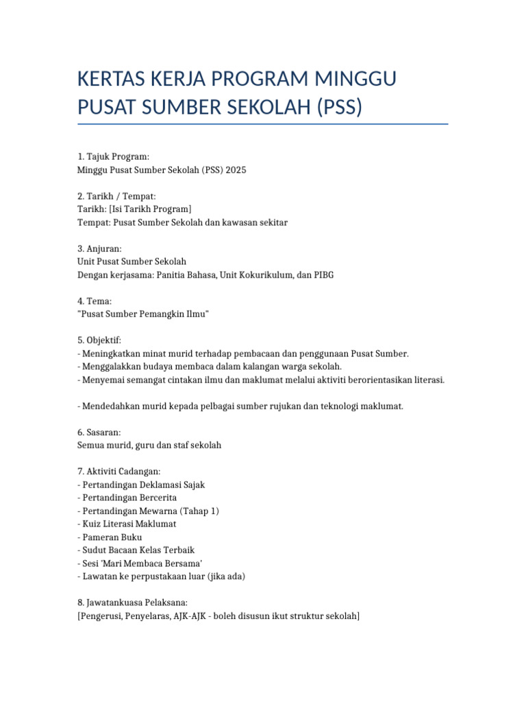 Minggu PSS Program 2025 | PDF