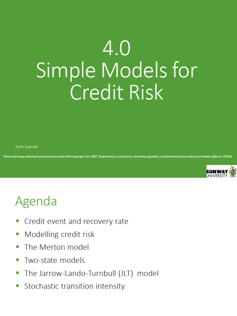 4.0 Simple Models For Credit Risk | PDF | Credit Rating Agency | Bond ...